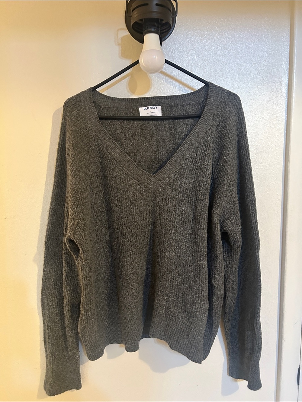 Old Navy Charcoal Gray V-Neck Knit Sweater